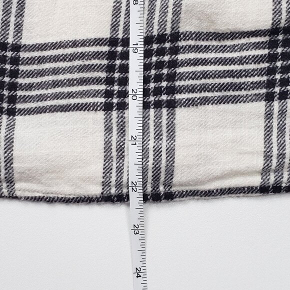 American Eagle Flannel Crop Shirt Women's Medium Black & Cream Plaid Western NWT - Picture 8 of 16